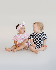 Checkered Shorts Set | Pink