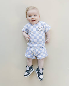 Checkered Shorts Set | Blue