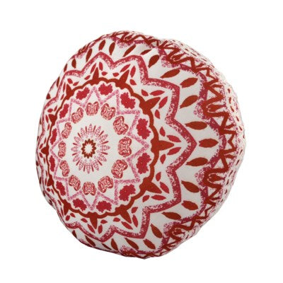 Round Red Print Cushion