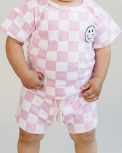 Checkered Shorts Set | Pink