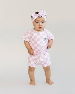 Checkered Shorts Set | Pink