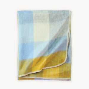 Large Throw Blue Gold Check