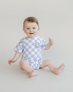 Checkered Shorts Set | Blue