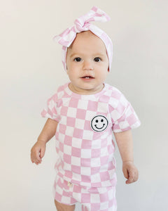 Checkered Shorts Set | Pink