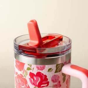 40 oz Lifestyle Flip Straw Tumbler-Rose Garden